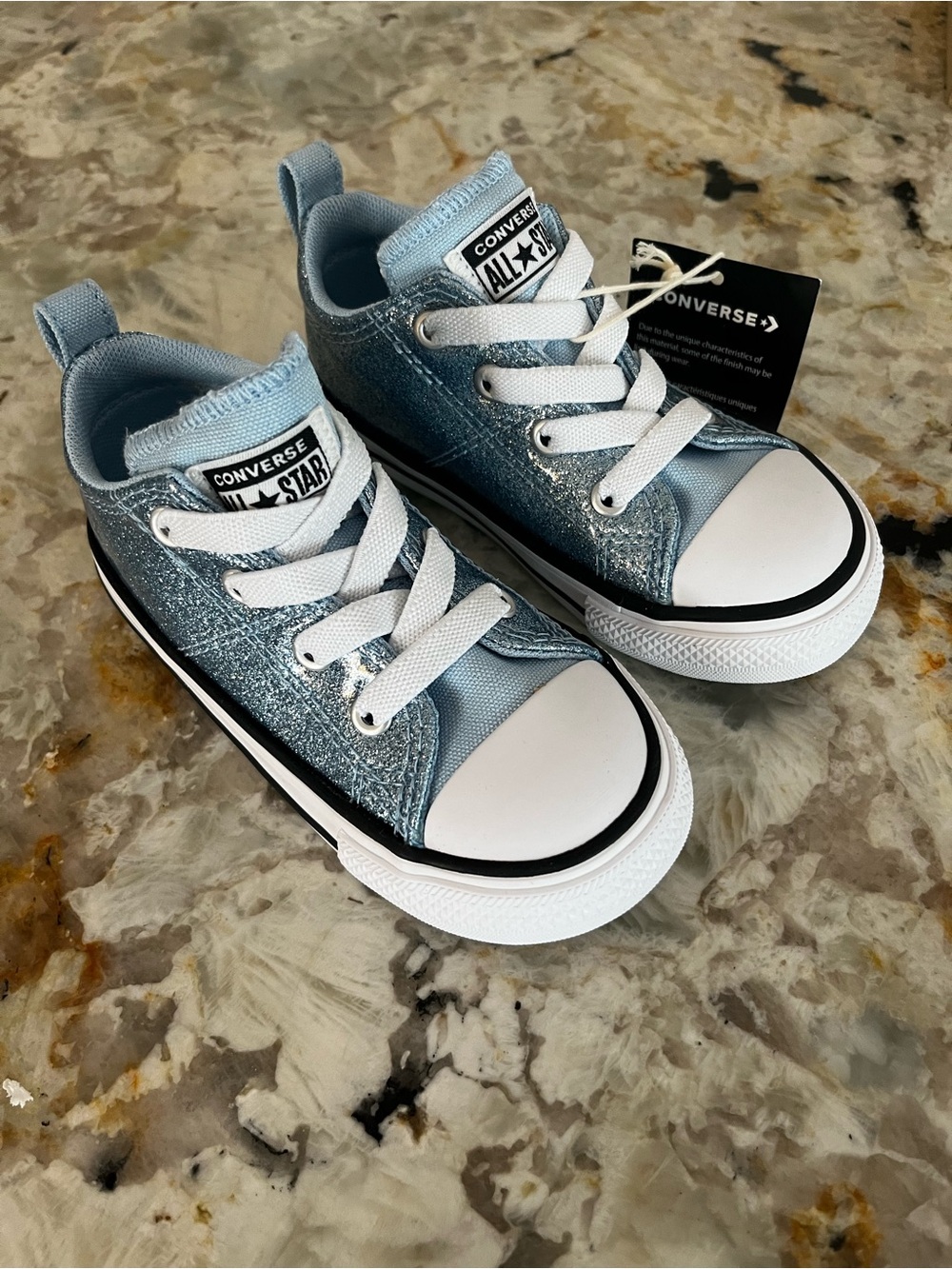 Converse Kids' Light Blue Glitter Low-Top Sneakers